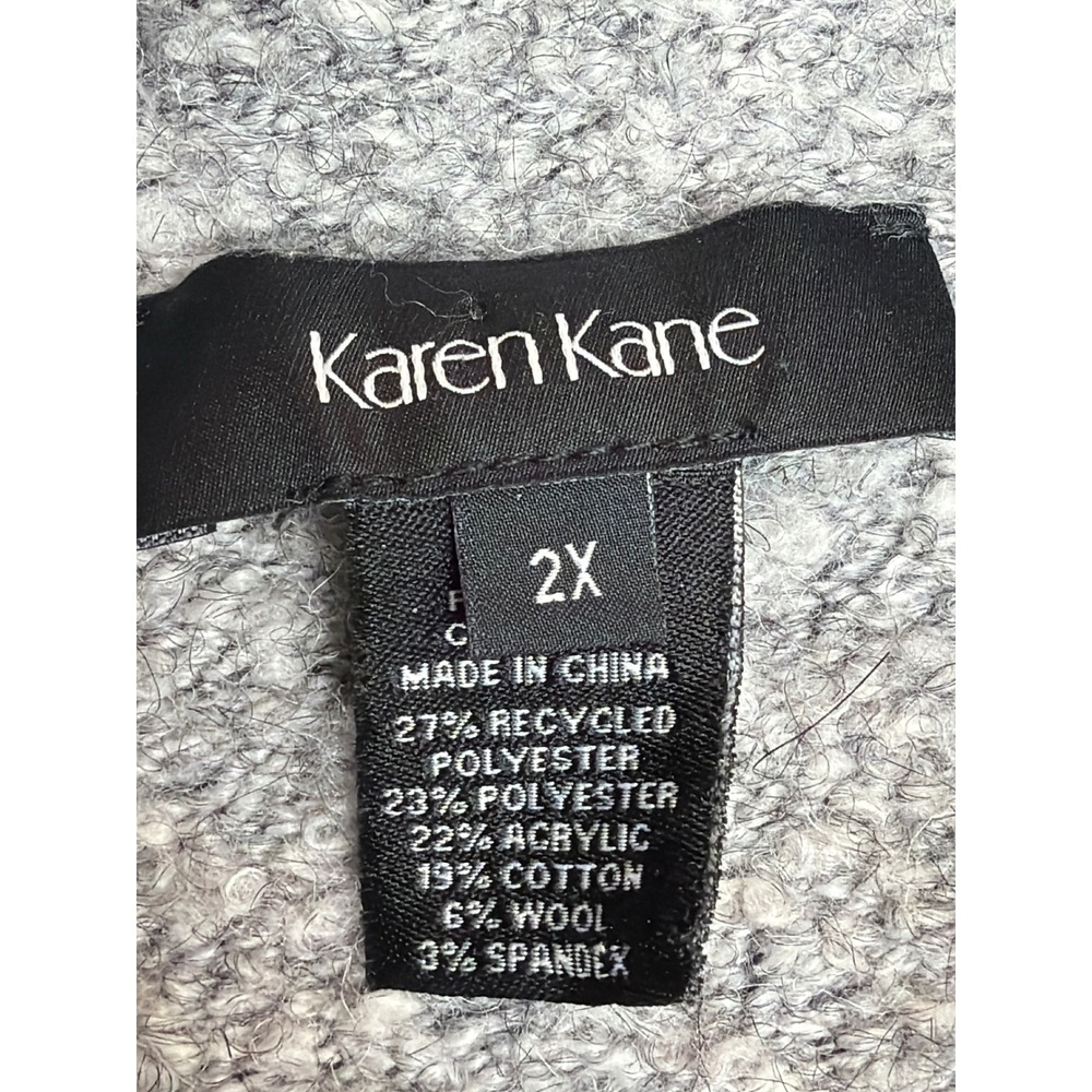Karen Kane Grey Colorblock Boucle Knit Mock Neck Oversized Sweater Normcore Cozy - Picture 14 of 15